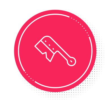 Beyaz çizgi Arıcılık fırçası simgesi beyaz arkaplanda izole edildi. Arı yetiştiricisinin aleti. Kırmızı daire düğmesi. Vektör