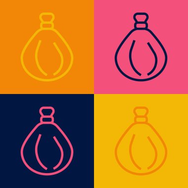 Pop Art Line Çöp Torbası simgesi renk arkaplanında izole edildi. Vektör