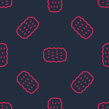 Kırmızı çizgi Sünger simgesi siyah arkaplanda izole edilmiş. Bulaşık yıkamak için bir tutam Bast. Temizlik servisi logosu. Vektör