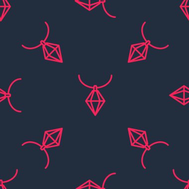 Kolye ikonundaki kırmızı çizgi kolye siyah arka planda izole edilmiş. Vektör