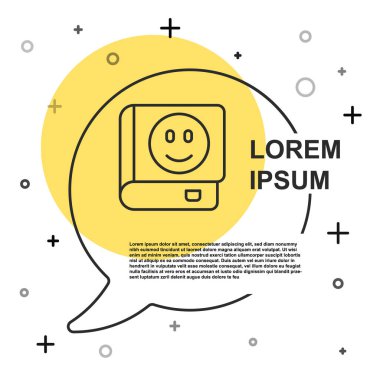 Siyah çizgi kitap simgesi beyaz arkaplanda izole edildi. Rastgele dinamik şekiller. Vektör