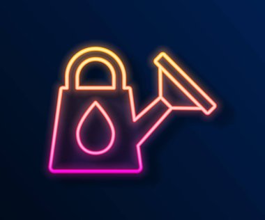 Parlayan neon hattı, siyah arkaplanda izole edilmiş bir konserve kutusu simgesi. Sulama sembolü. Vektör