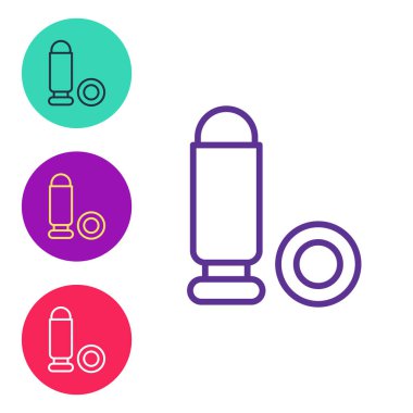 Beyaz arkaplanda kurşun simgesi belirle. Simgeleri renklendirin. Vektör