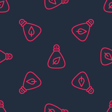 Kırmızı çizgi çöp torbası simgesi siyah arka planda izole edilmiş. Vektör