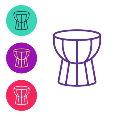 Beyaz zemin üzerinde izole edilmiş Afrika darbuka davul simgesi çizgisi. Müzik aleti. Simgeleri renklendirin. Vektör