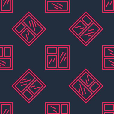 Oda simgesindeki kırmızı çizgi penceresi siyah arkaplandaki kusursuz deseni izole etti. Vektör