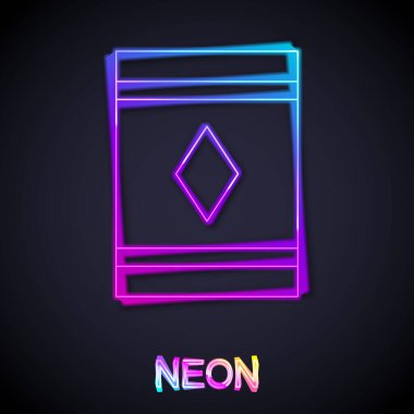 Parlayan neon hattı sihirli halı ikonu siyah arkaplanda izole edildi. Vektör