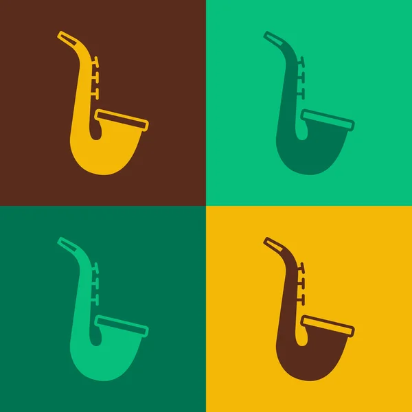 Popkonst Musikinstrument saxofon ikon isolerad på färg bakgrund. Vektor — Stock vektor