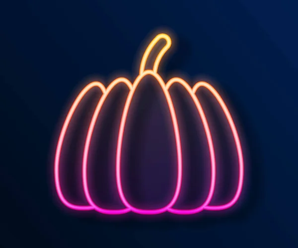 Icono de calabaza de línea de neón brillante aislado sobre fondo negro. Feliz fiesta de Halloween. Vector — Archivo Imágenes Vectoriales