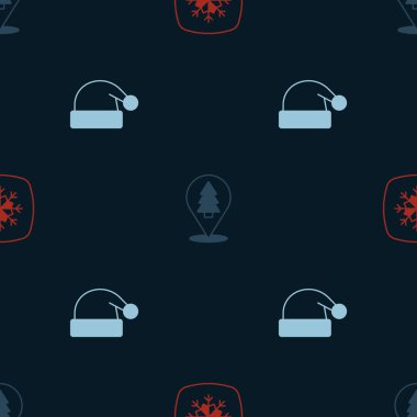 Kar Tanesi, Noel ağacı ve Noel Baba şapkasını kusursuz bir şekle sokun. Vektör