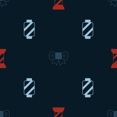 Dikiş ipliğini makaraya, hediye yayına ve kusursuz desene ayarlayın. Vektör