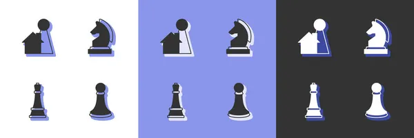 Установите шахматы, фишку для настольной игры и иконку. Вектор — стоковый вектор