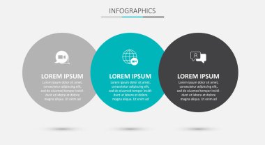 Video sohbet konferansı ve konuşma baloncuğu ayarla. Ticari bilgi şablonu. Vektör