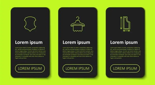 Definir linha de couro, guarda-roupa de cabide e padrão de costura. Modelo de infográfico de negócios. Vetor — Vetor de Stock