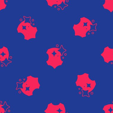 Kırmızı deri ikon mavi arkaplanda izole edilmiş kusursuz desen. Vektör