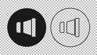 Black Speaker sesi, sesli ses sembolü, şeffaf arkaplanda izole edilmiş medya müzik ikonu. Vektör