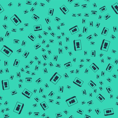 Siyah Görüntülü Sohbet Konferansı simgesi yeşil arkaplanda izole edilmiş kusursuz desen. Çevrimiçi iş görüşmesi formu. Uzak proje yönetimi. Vektör