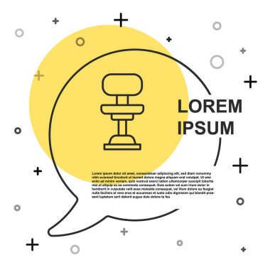 Beyaz arka planda siyah çizgi ofis koltuğu simgesi izole edildi. Rastgele dinamik şekiller. Vektör