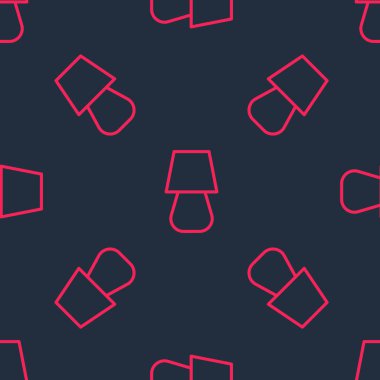 Kırmızı çizgi masa lambası simgesi siyah arkaplanda izole edilmiş. Vektör