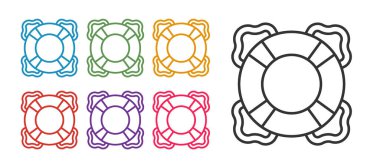 Beyaz arkaplanda Lifebuoy simgesini ayır. Can simidi sembolü. Simgeleri renklendirin. Vektör