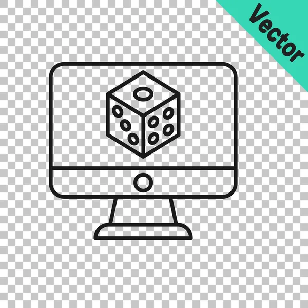 Línea negra Icono de dados de juego aislado sobre fondo transparente. Juego de casino. Vector — Vector de stock