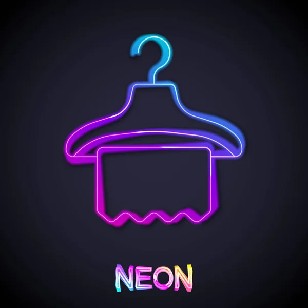 Ragyogó neon vonal Hanger szekrény ikon elszigetelt fekete háttérrel. Öltöző ikon. Ruhatisztító szimbólum. Mosodai vállfa tábla. Vektor — Stock Vector