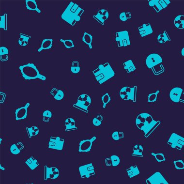 Sihirli el aynasını ayarlayın, asma kilidi açın, cüzdan ve top kusursuz desende. Vektör