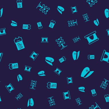 Tren bileti, demiryolu tüneli, demiryolu kavşağı ve sürücü şapkası ayarlandı. Vektör