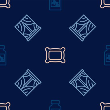 Hat, uyku hapı, perdeli pencere ve pürüzsüz bir yastık. Vektör