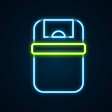 Parlayan neon hattı Çöp kutusu simgesi siyah arkaplanda izole edildi. Çöp kutusu tabelası. Sepet simgesini geri dönüştür. Ofis çöpü ikonu. Renkli taslak konsepti. Vektör
