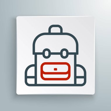 Çizgi Okul sırt çantası simgesi beyaz arkaplanda izole edildi. Renkli taslak konsepti. Vektör