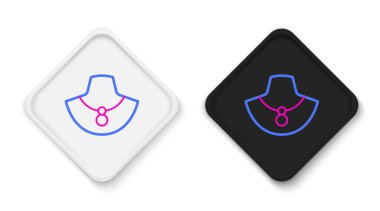 Manken simgesindeki çizgi gerdanlığı beyaz arkaplanda izole edildi. Renkli taslak konsepti. Vektör