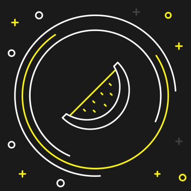 Çizgi karpuz simgesi siyah arkaplanda izole edildi. Renkli taslak konsepti. Vektör