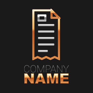 Çizgi Kağıt Kontrolü ve finansal kontrol simgesi siyah arkaplanda izole edildi. Kağıt baskı çeki, makbuz ya da fatura. Renkli taslak konsepti. Vektör