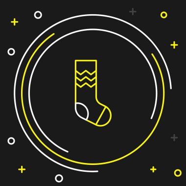 Çorap çizgisi simgesi siyah arkaplanda izole edildi. Renkli taslak konsepti. Vektör