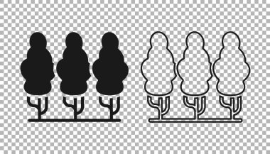 Şeffaf arkaplanda siyah meyve ağacı simgesi izole edildi. Tarım fabrikası. Organik tarım ürünü. Meyve bahçesi. Bahçe teması. Vektör