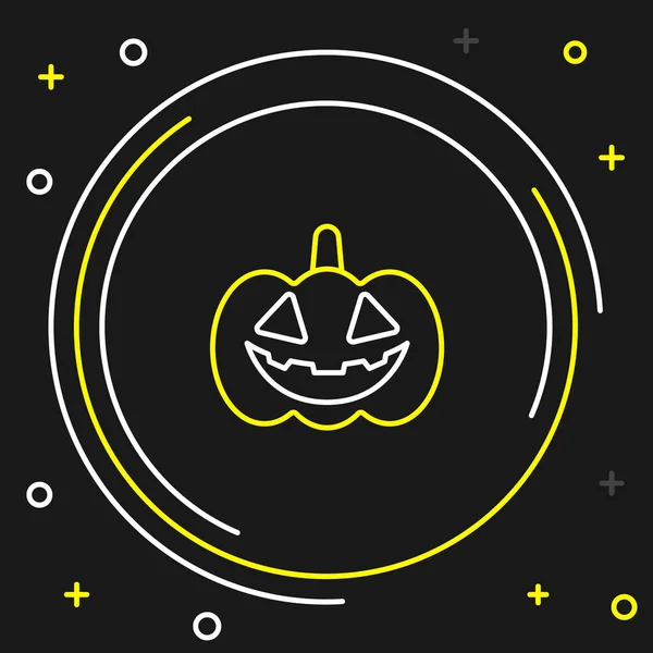Ligne Icône Citrouille Isolé Sur Fond Noir Bonne Fête Halloween — Image vectorielle