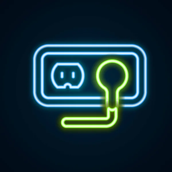 Glowing Neon Line Electrical Outlet Icon Isolated Black Background Power — Stock Vector