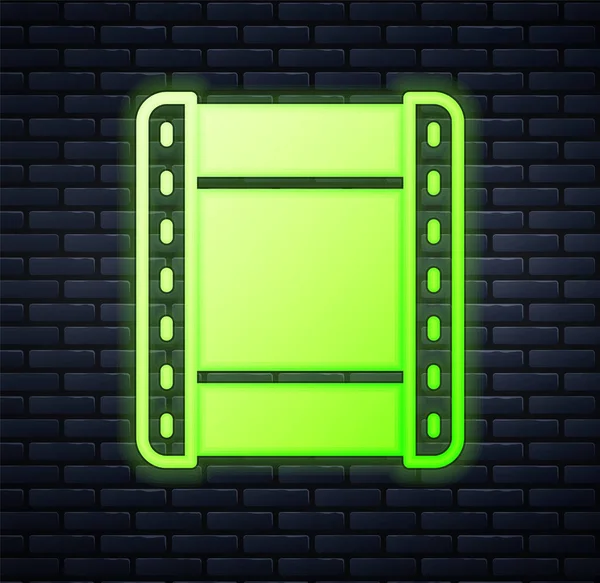 Parlayan Neon Oyun Video Simgesi Tuğla Duvar Arka Planında Izole — Stok Vektör