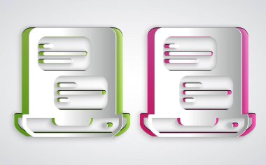 Kağıt kesme mobil uygulaması simgesi gri arkaplanda izole edildi. Mobil uygulama taksisi. Kağıt sanatı tarzı. Vektör