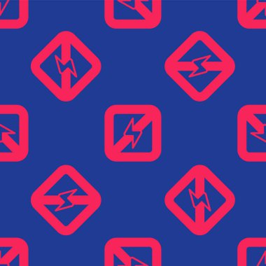 Kırmızı hiçbir yıldırım simgesi mavi arka planda izole edilmemiş. Elektrik yok. Vektör