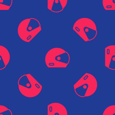 Kırmızı yarış miğferi ikonu mavi arka planda kusursuz desen izole etti. Vektör