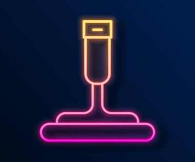 Siyah arkaplanda izole edilmiş pencere simgesi için kauçuk temizleme servisiyle parlayan neon hattı. Silecek, kazıyıcı, silecek. Vektör