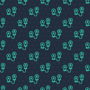 Yeşil çizgi rota simgesi mavi arkaplanda izole edilmiş. Harita işaretçisi işareti. Yol ya da yol kavramı. GPS navigatörü. Vektör