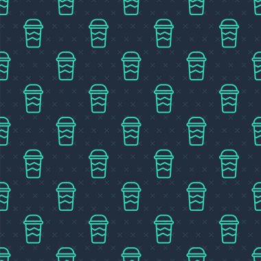 Yeşil çizgi kahve fincanı mavi arka planda izole edilmiş bir ikon haline gelecek. Vektör