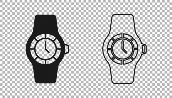 透明な背景に隔離されたブラックリストウォッチアイコン 腕時計のアイコン ベクトル — ストックベクタ
