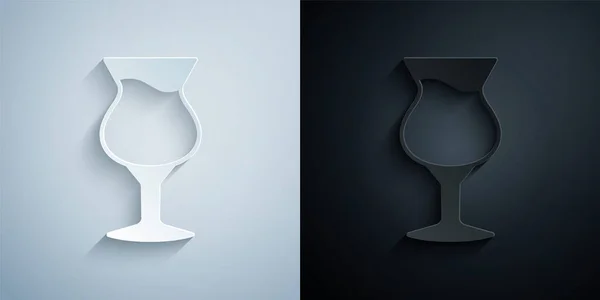 Corte Papel Icono Vaso Cerveza Aislado Sobre Fondo Gris Negro — Vector de stock