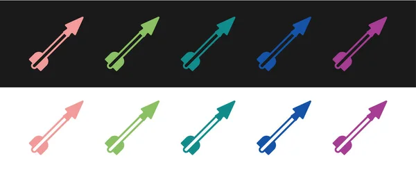 Setzen Sie Das Mittelalterliche Pfeil Symbol Isoliert Auf Schwarzem Und — Stockvektor