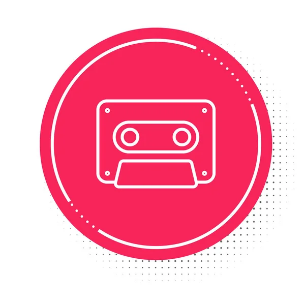 Bílá Čára Retro Audio Kazeta Ikona Izolované Bílém Pozadí Červený — Stockový vektor