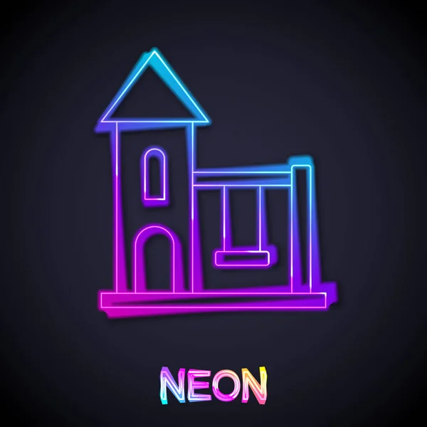 Ragyogó Neon Vonal Swing Gyerekeknek Nyári Játékok Játszótér Ikon Elszigetelt — Stock Vector